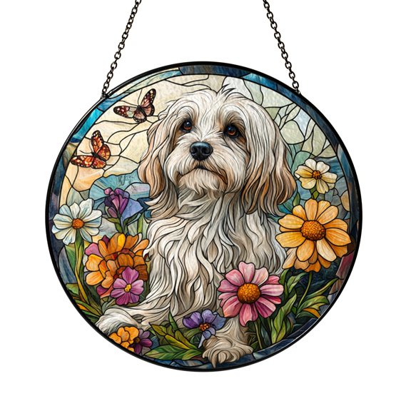 Herding Dog Stained Glass Style Suncatcher Window Decor, Shepherd Art Design, Decorative Glass Style Window Hanging for Cozy Home Interior