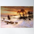 thumbnail image 1 of Herding Sheep In A Winter Landscape At Sunset - Joseph Farquharson Poster Wall Art, Modern Wall Decor For Living Room Bedroom, 12x18 UNFRAMED, 1 of 2