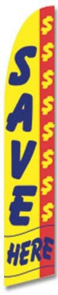 Here Advertising Feather Banner Swooper Flag Sign with Flag Pole Kit and Ground Stake