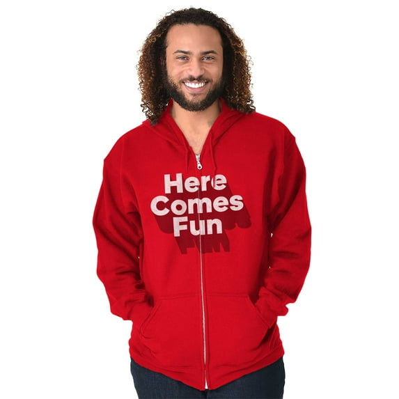 Here Comes Fun Energetic Zip Up Hoodie Men's Women's Brisco Brands X