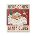 thumbnail image 1 of Here Comes Santa Claus Smiling Vintage Holiday Graphic Art Gallery Wrapped Canvas Print Wall Art, 1 of 7