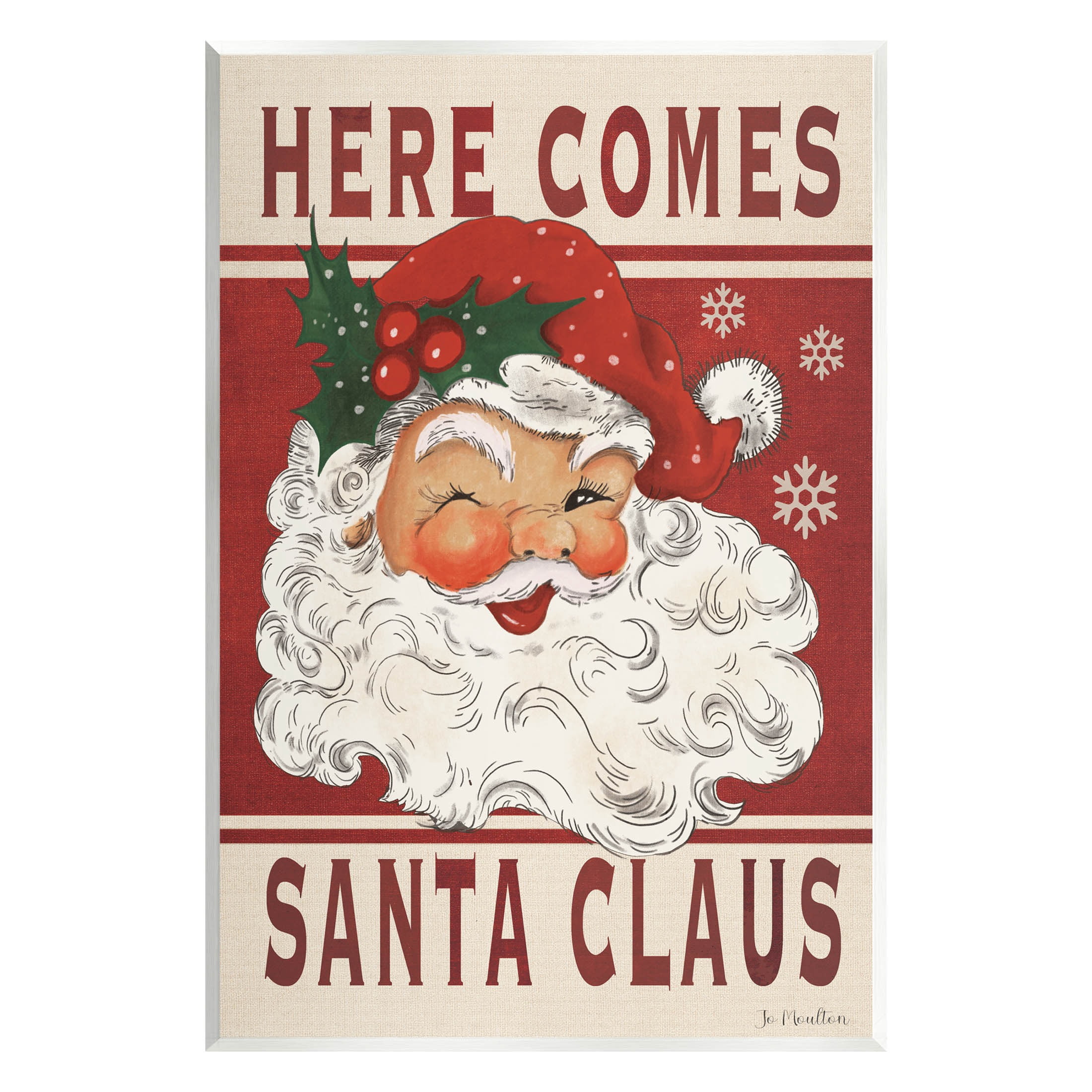 Here Comes Santa Claus Smiling Vintage Holiday Graphic Art Unframed Art Print Wall Art