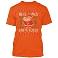 thumbnail image 1 of Here Comes Santa Floss T-Shirt Christmas Gift outfit Color Orange 3X-Large, 1 of 2