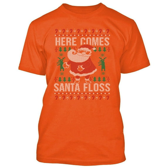 Here Comes Santa Floss T-Shirt Christmas Gift outfit Color Orange 3X-Large