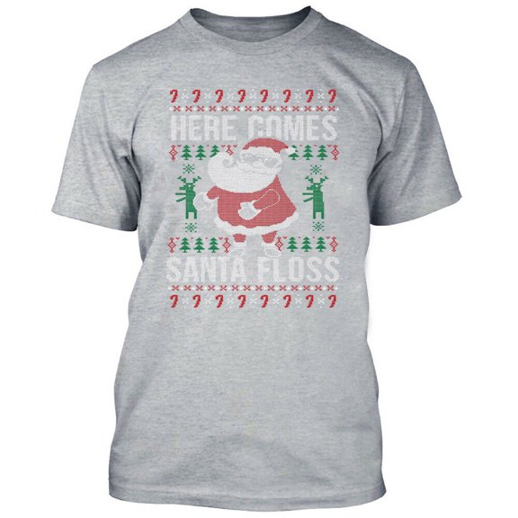 Here Comes Santa Floss T-Shirt Christmas Gift outfit Color Sport Gray 2X-Large