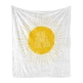 thumbnail image 1 of Here Comes the Sun Soft Flannel Fleece Blanket, Whimsical Illustration of Sun Times are Approaching Simplistic, Cozy Plush for Indoor and Outdoor Use, 50" x 60", Earth Yellow White, by Ambesonne, 1 of 5