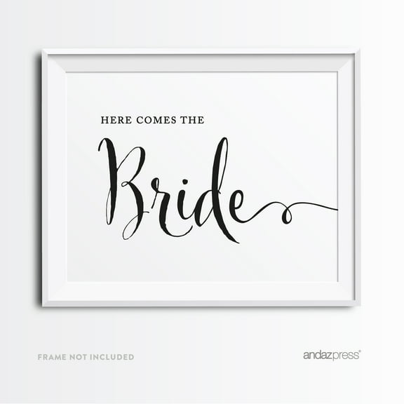 Here Comes The Bride Formal Black & White Wedding Party Signs