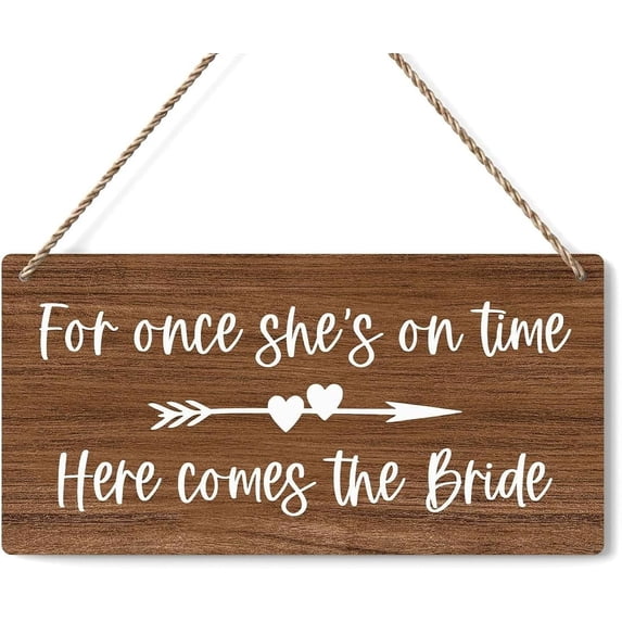 Print Shop Reception Here Comes The Bride Rustic Wood Decor Sign, Wedding Wall Art for ...