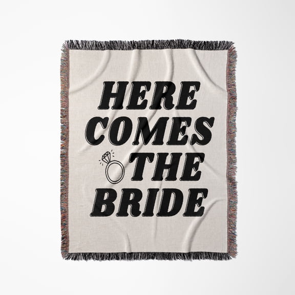 Here Comes The Bride Wedding Gift Honeymoon And Bridal Shower Gift, Woven Blanket