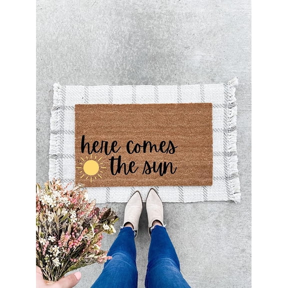 Here Comes The Sun Doormat Summer Decor Summer Doormat Spring Doormat Porch Decor Holiday Doormat Easter Gift 16x24 Inch