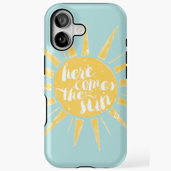Here Comes The Sun Retro Sun Script Summer Vibe Phone Case 17 through 11 Pro Max