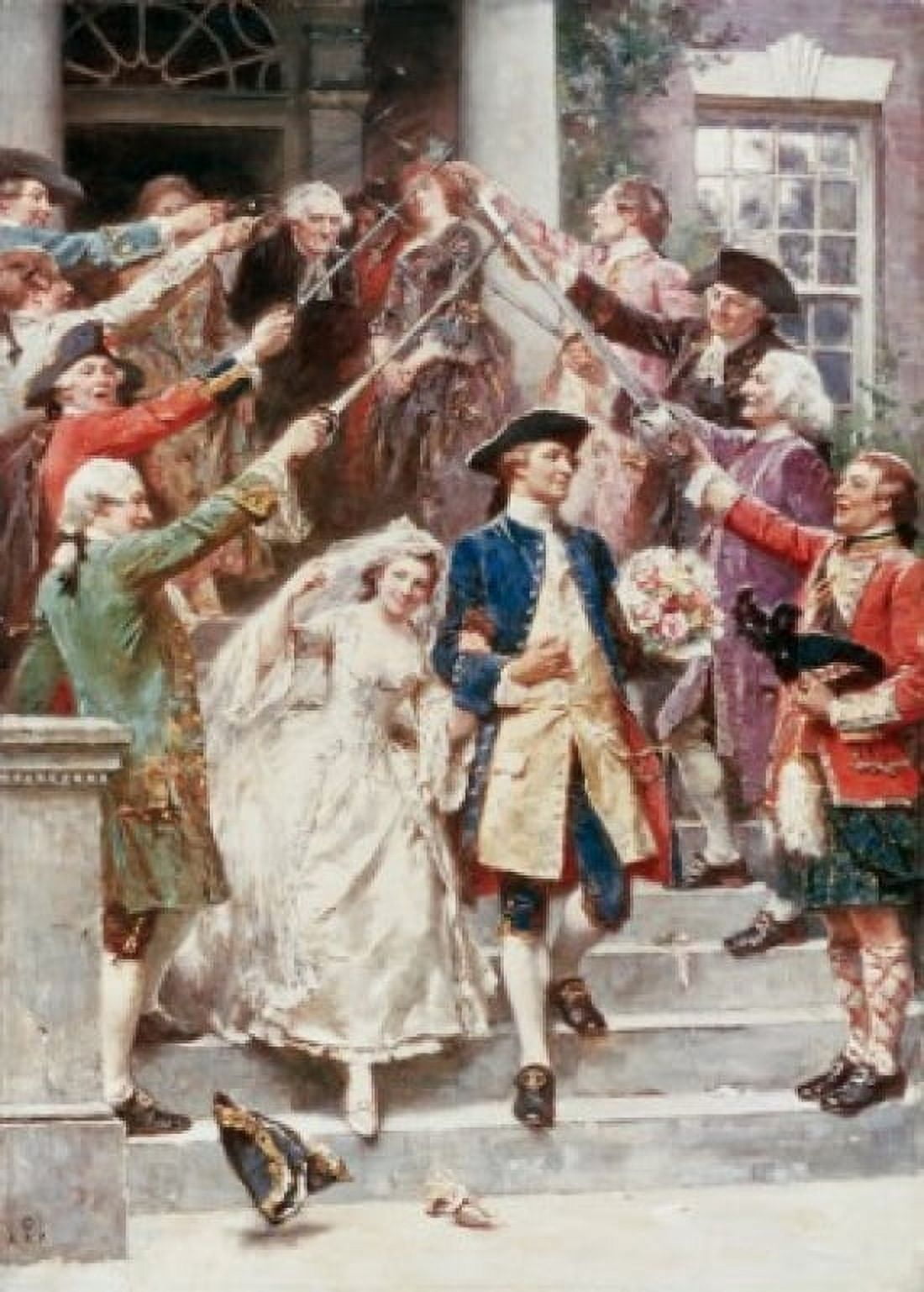 Here Comes the Bride Wedding of Washington 1759 Jean Leon Gerome Ferris (1863-1930American) Canvas Art - Jean Leon Gerome Ferris (24 x 36)