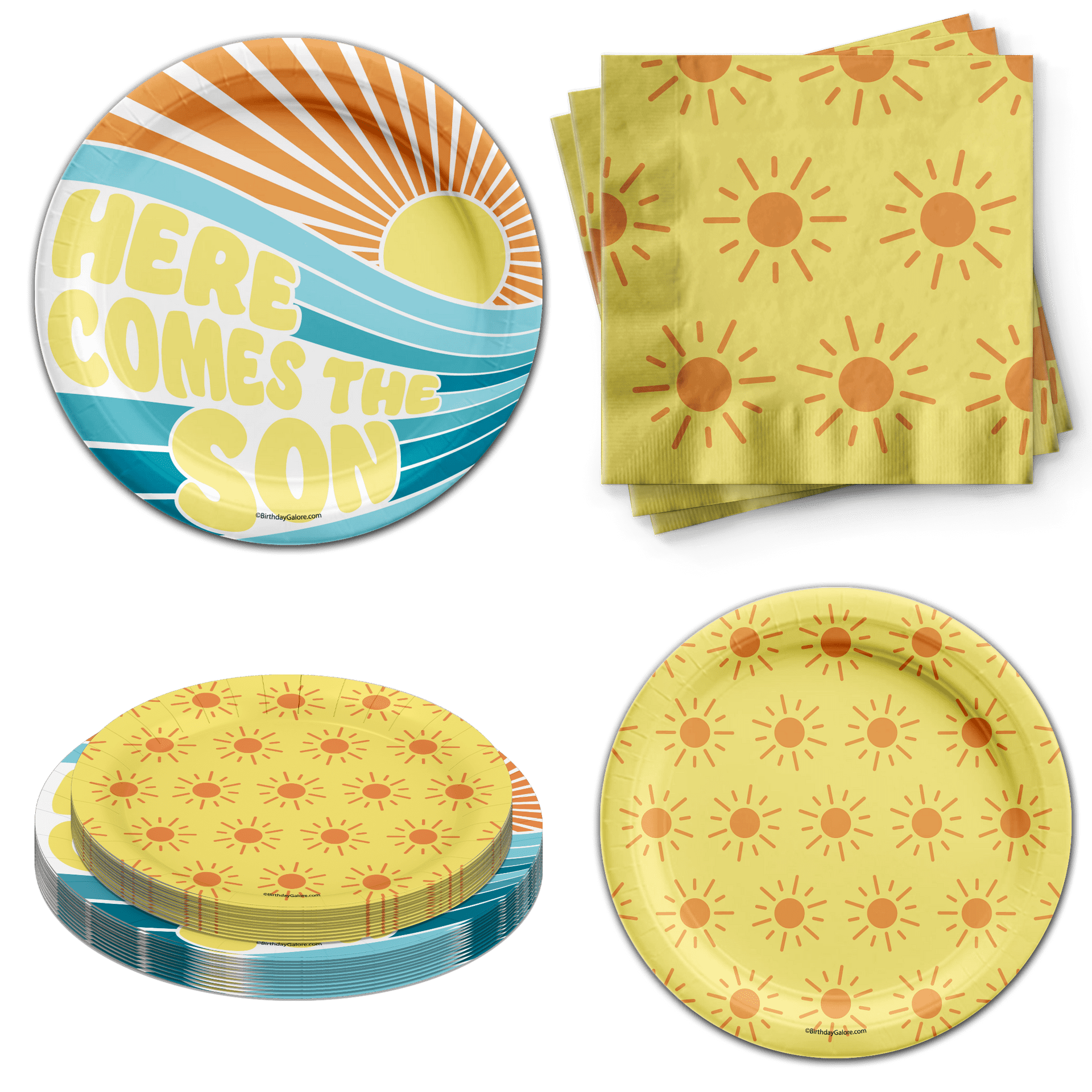 Here Comes the Son Baby Shower Tableware Set Includes Plates and Napkins Party Supplies Kit for 24