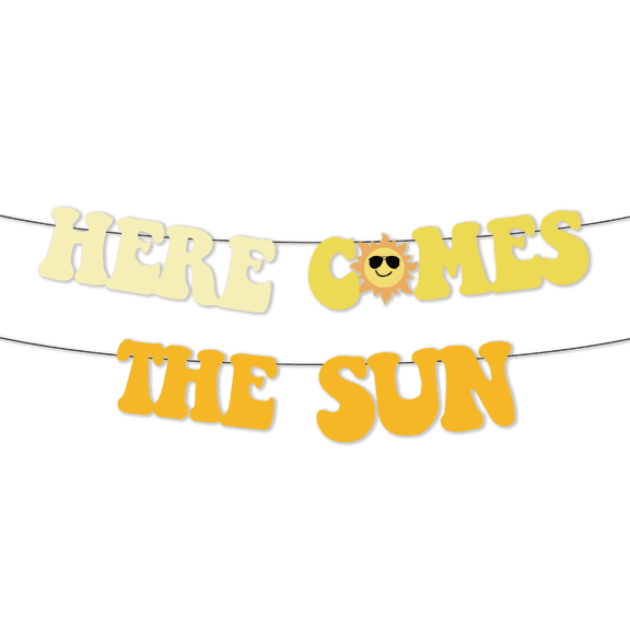 Here Comes the Sun Banner, Yellow Party Decoration, Summer Sunshine Theme, Letter Garland