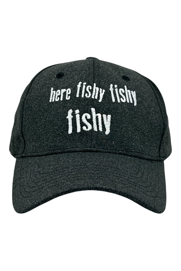 Here Fishy Fishy Fishy Hat Funny Outdoor Fishing Lovers Camo Cap