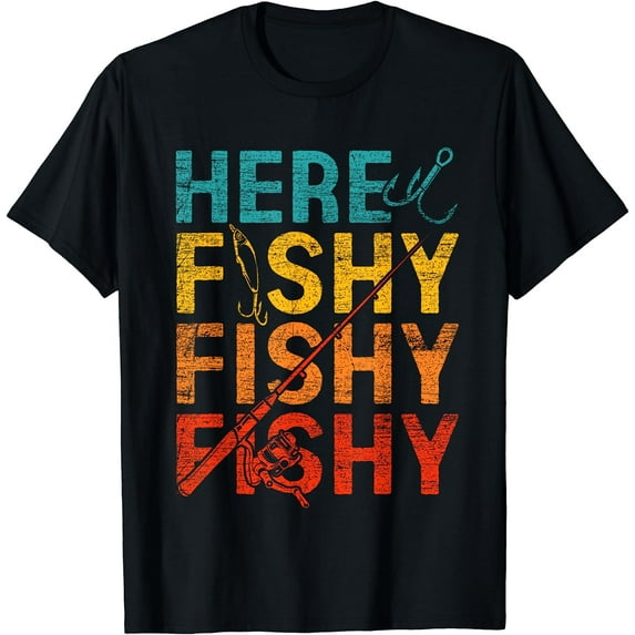 Here Fishy Fishy Fishy T-Shirt Black X-Large