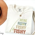 thumbnail image 1 of Here Fishy Fishy Fishy T-Shirt – Funny Fishing Tee for Men & Women – Playful Angler Shirt with Rod & Fish Graphic, 1 of 6