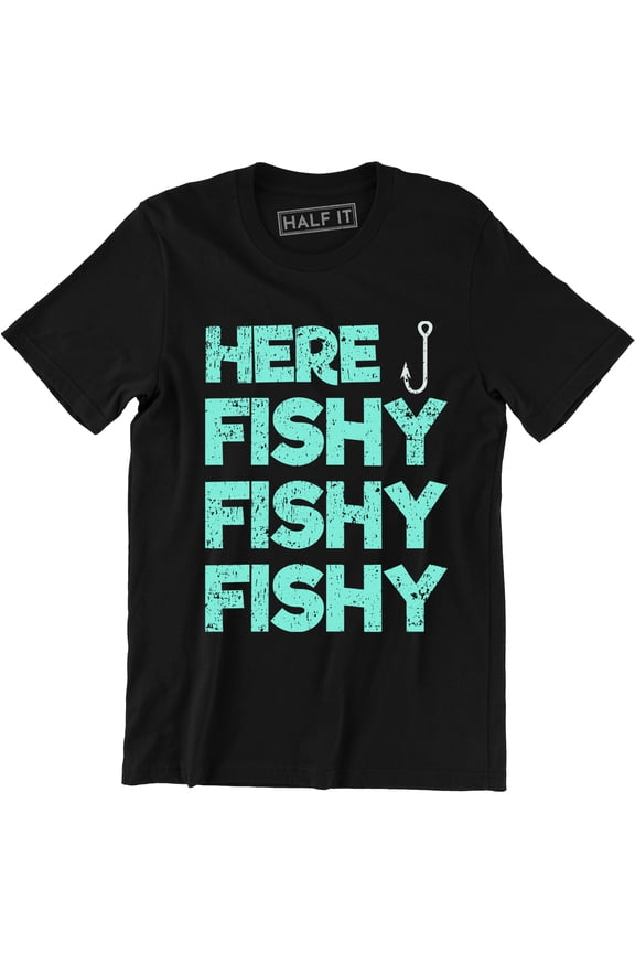 Here Fishy Fishy Men's Funny Fisherman Angler Carp Fishing Gift Present T-Shirt