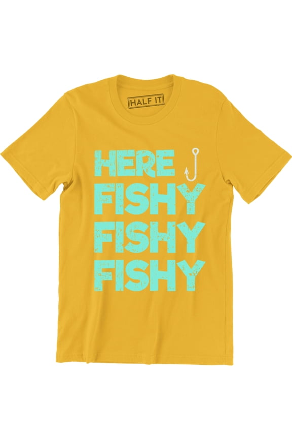 Here Fishy Fishy Men's Funny Fisherman Angler Carp Fishing Gift Present T-Shirt