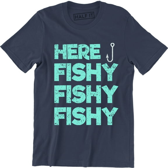 Here Fishy Fishy Men's Funny Fisherman Angler Carp Fishing Gift Present T-Shirt