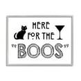 thumbnail image 1 of Here For Boos Halloween Typography Black Cat Motif Holiday Graphic Art Framed Art Print Wall Art, 1 of 5