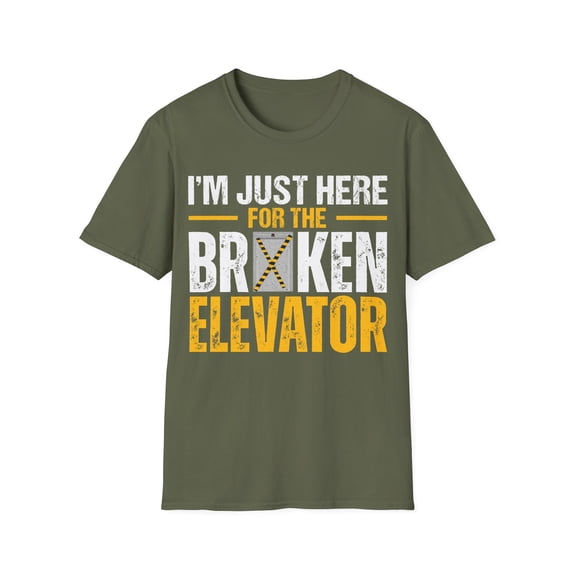 Here For The Broken Elevator Mechanic Elevator Technician Softstyle T-Shirt