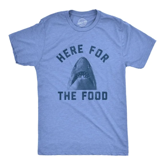 Here For The Food T Shirt Funny Shark Great White Graphic Tee Unisex S-5XL Hot Trending Shirt, Vintage Birthday Gift