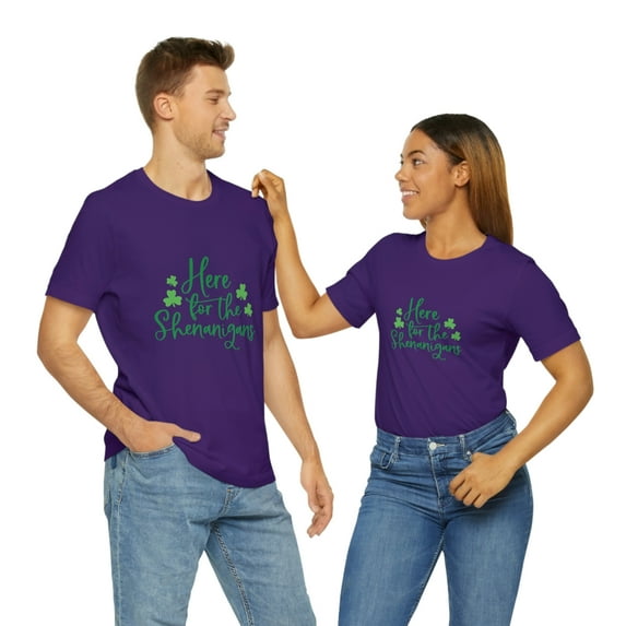 Here For the Shenanigans Green Irish Unisex Jersey Short Sleeve Tee