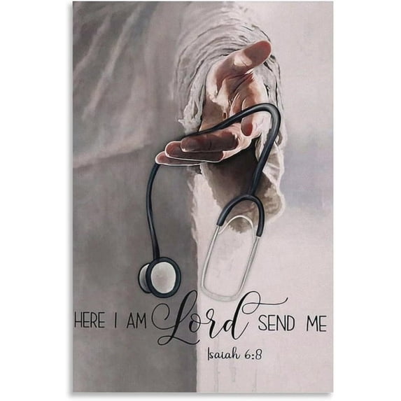 Here I Am Lord Send Me Nurse Gift , Jesus Painting, God Decorative Painting Canvas Wall-Art Living Room Posters Bedroom Painting Posters