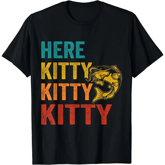Here Kitty Kitty Retro Catfish Funny Catfishing Unisex T-Shirt