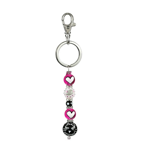 Here Kitty Kitty Rhinestone Glass Beaded Kate and Macy Keychain
