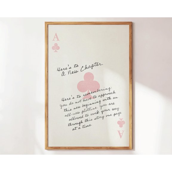 Here S To A New Chapter Print Affirmation Wall Art Positive Decor Inspirational Quotes Cute Self Love Apartment Decor Poster, Poster Only