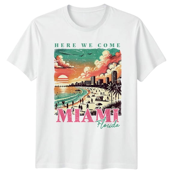 Here We Come Miami Florida Travel Mens T-Shirt Womens Tee Graphic Unisex Top