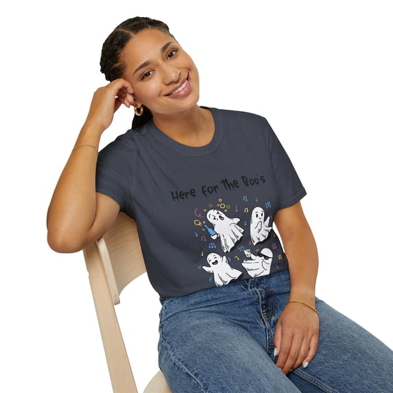 Here for Boo's Ghost Drinking Music Men Women Novelty Tshirt