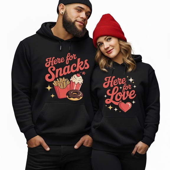 Here for Love Matching Hoodie - Valentine's Day Couple Gift, His and Hers Hoodie