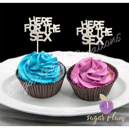 Here for sex cupcake Toppers in Silver