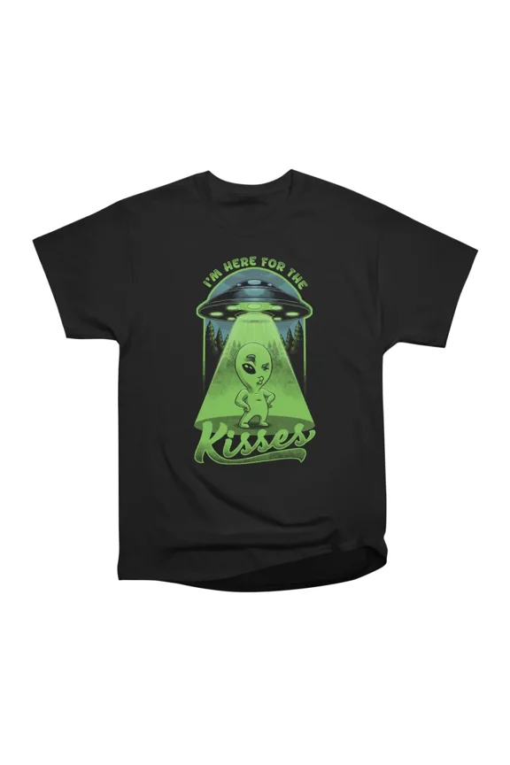 Here for the Kisses Funny Alien Gift T-Shirt Tee Gift For Him Merch For Her Apparel For Fr
