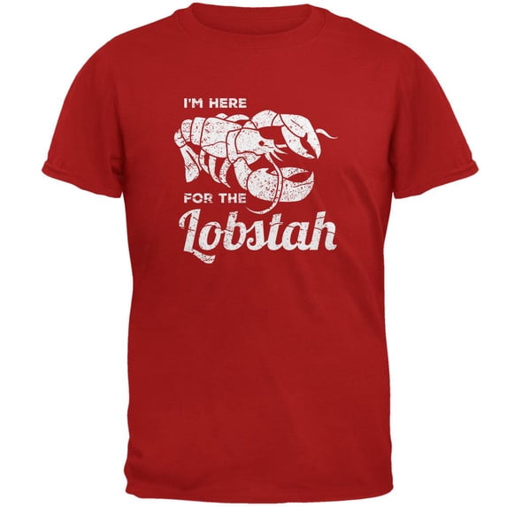 Here for the Lobstah Lobster Distress Mens Soft T Shirt Red MD