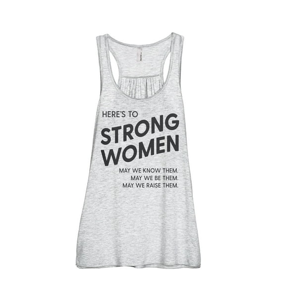 Here's To Strong Women May We Women's Fashion Sleeveless Flowy Racerback Workout Yoga Tank Top Sport Grey 2X-Large