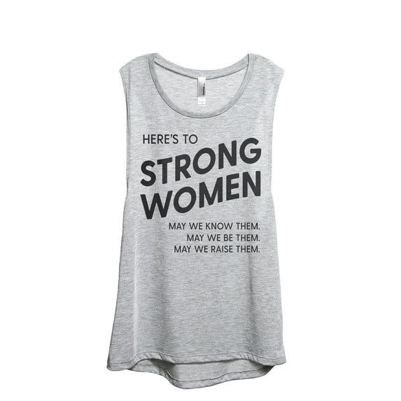 Here's To Strong Women May We Women's Fashion Sleeveless Muscle Workout Yoga Tank Top Sport Grey 2X-Large