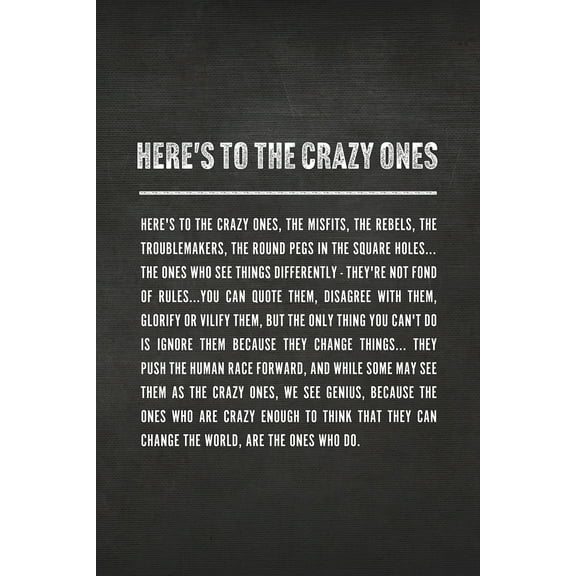 Here's to The Crazy Ones Office Motivational Art Print - 12" x 18" Art Print Wall Decor