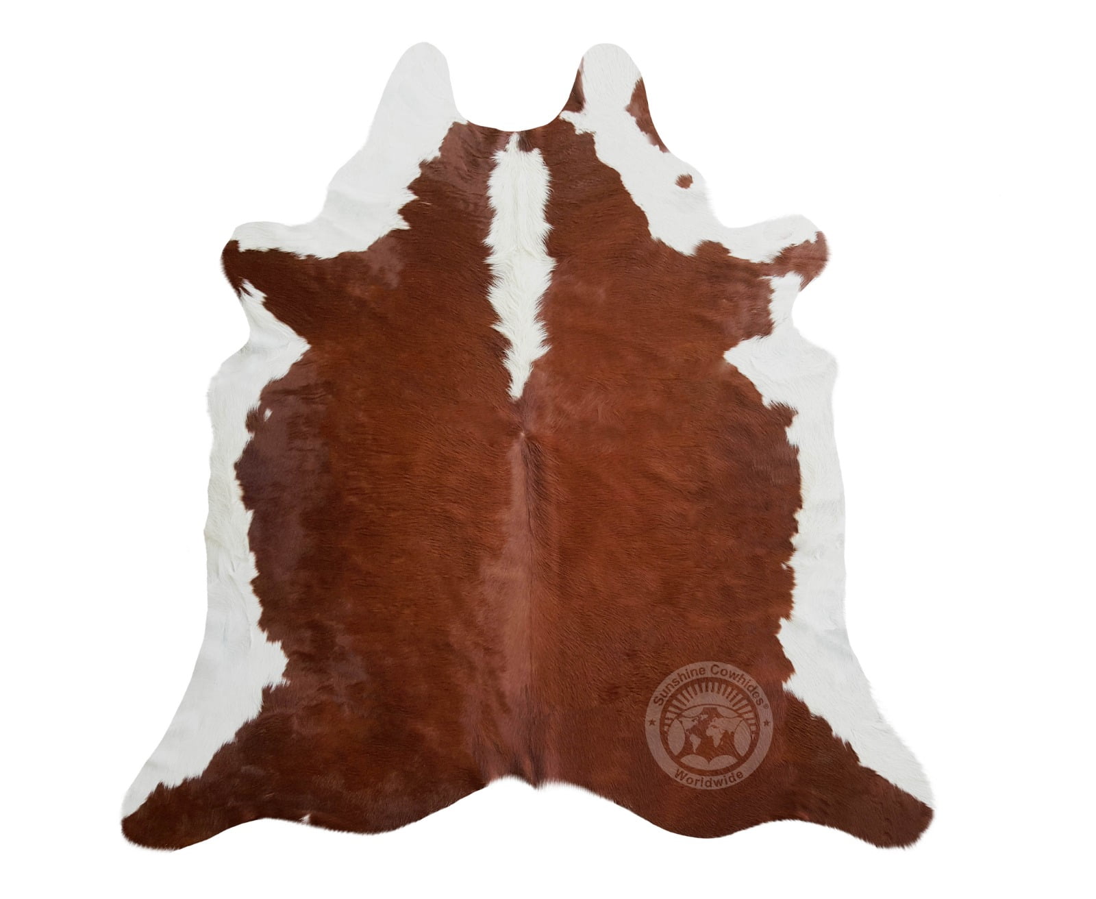 Large Hereford Brown and White Cowhide Rug 5ft x 7ft