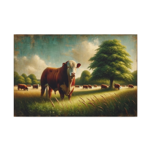 Hereford Bull Canvas Gallery Wrap, Hereford Cattle