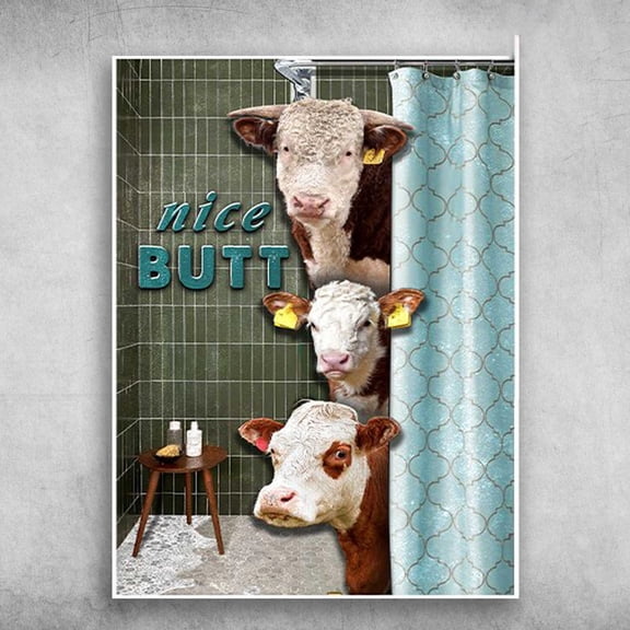 Hereford Cattle, Bathroom Poster, Nice Butt 11 x 17 Inch Poster