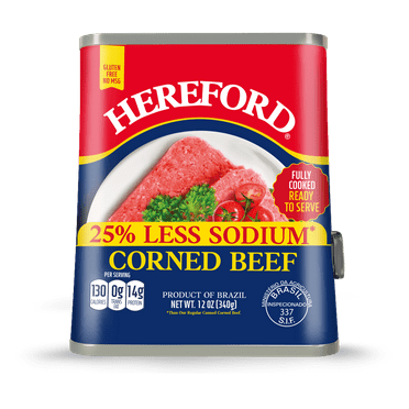Hereford Corned Beef, 25% Less Sodium, 12 oz Can