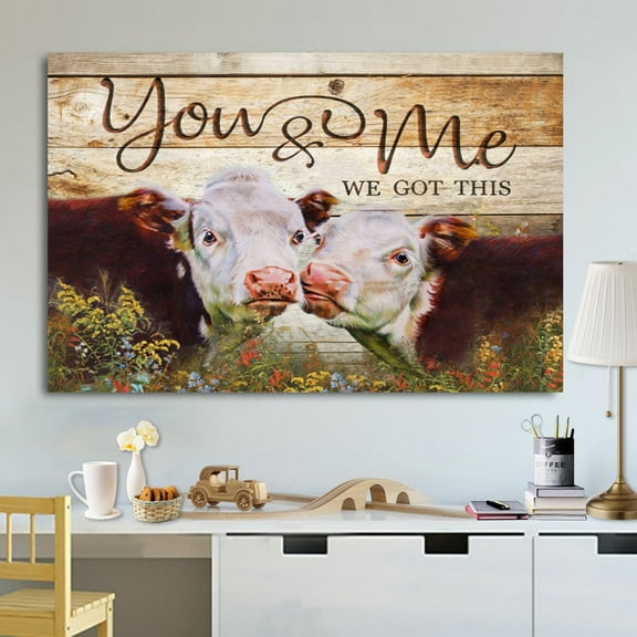 Hereford Cow Couple You & Me We Got This Paper Poster No Frame 11 x 17 Inch Poster