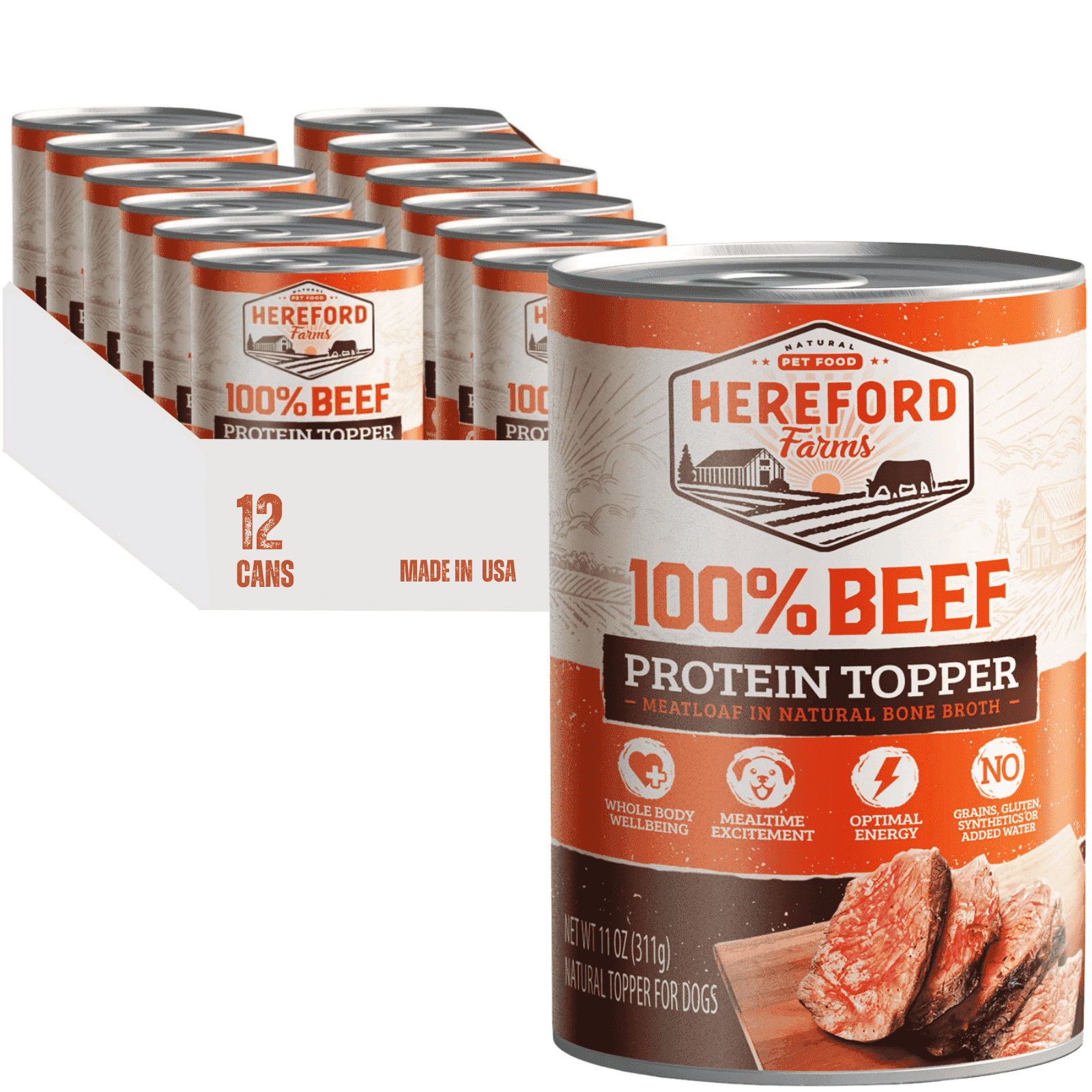 Hereford Farms 100 percent Beef Wet Dog Food, Meatloaf in Bone-Broth, 11oz. - 12 pk.