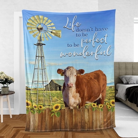 Hereford - Life Doesn't Have To Be Perfect To Be Wonderful Blanket, Farmer, 30x40in Fleece Blanket