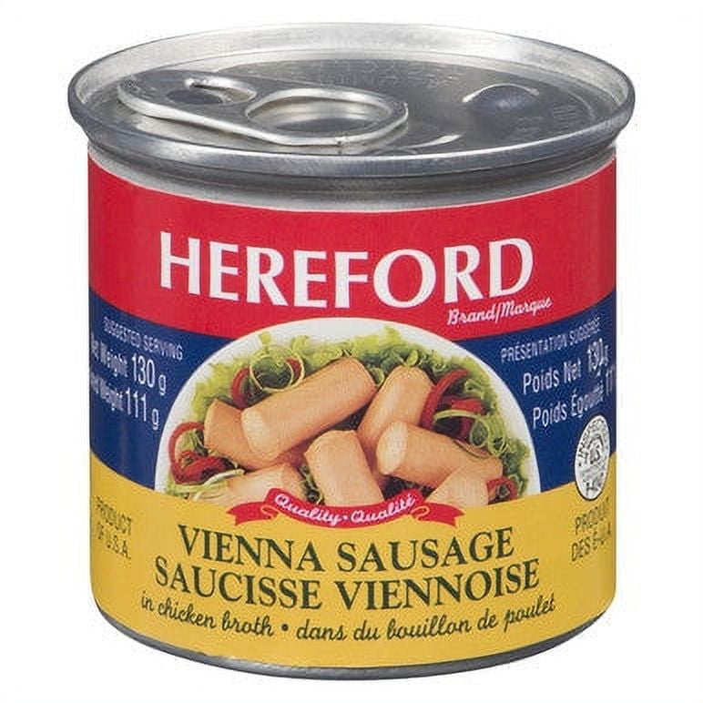 Hereford Vienna sausage in Chicken Broth, 130g/4.5 oz. Can (Imported