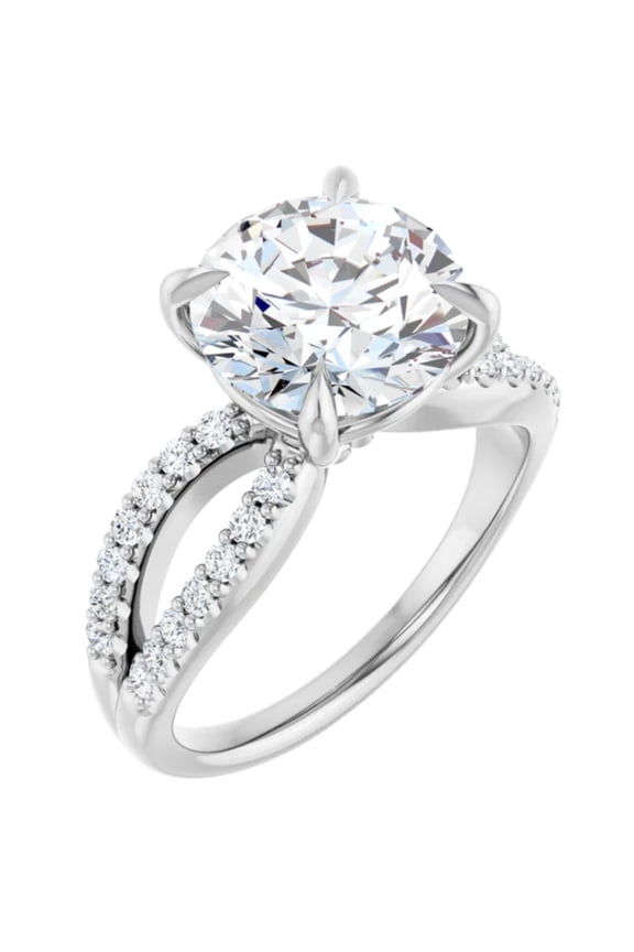 Heremoana Lab Diamond Engagement Ring Split Shank Round Accent